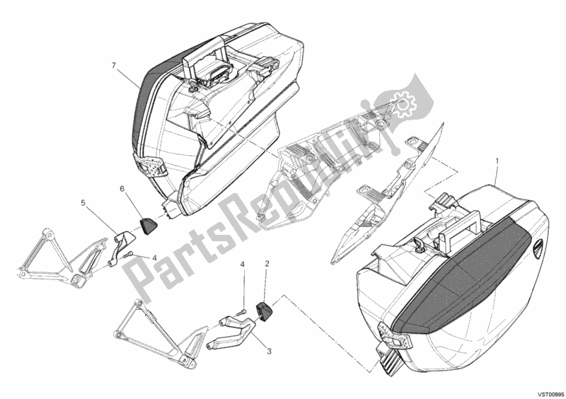 All parts for the Side Panniers of the Ducati Multistrada 1200 S Touring Thailand 2014
